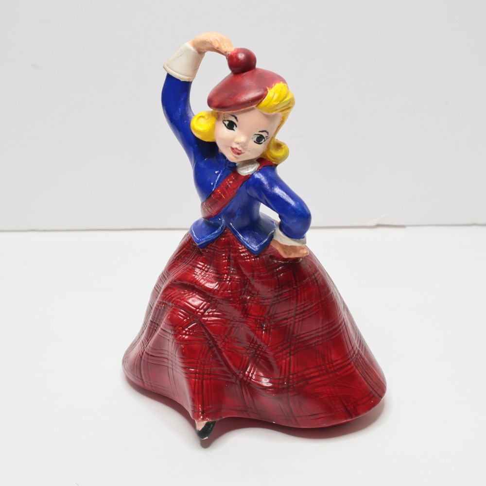Vintage Holland Mold Ceramic Scottish Highland Dancer Figurine‎ Red Plaid 1977